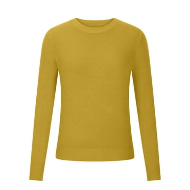 Lenpel Women's Fall Sweaters Long Sleeve Crew Neck Solid Color Slim Knit Pullover Tops Soft Warm Sweatshirts