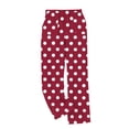 thumbnail image 1 of Lenpel Women's Flannel Pajama Pants Cozy Elastic Waist Printed Fuzzy Fleece Lounge Pants Plush Warm Pj Bottoms with Pockets(Wine,X-Large), 1 of 5
