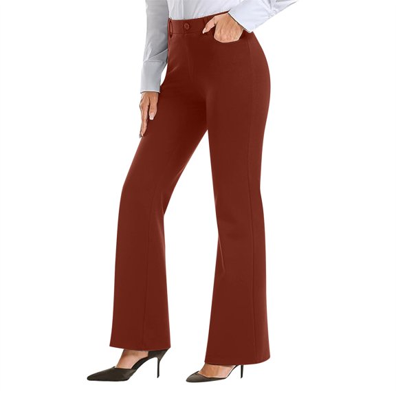Lenpel Women's Flare Dress Pants High Waisted Business Casual Bell Bottom Work Pants Bootcut Office Trousers with Pockets