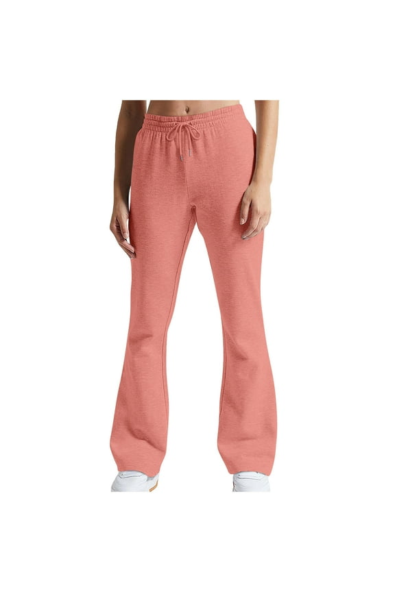 Women's Flare Leg Sweatpants Elastic High Waisted Drawstring Bell Bottom Comfy Lounge Pants Bootcut Casual Workout Trousers(Watermelon Red,Medium)