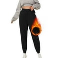 thumbnail image 1 of Lenpel Women's Fleece Lined Joggers Elastic High Waisted Drawstring Winter Warm Sweatpants Lounge Workout Pants, 1 of 7