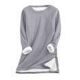 thumbnail image 1 of Lenpel Women's Fleece Lined Sweatshirts Crew Neck Long Sleeve Loungewear Pullover Tunic Tops Winter Warm Oversized Sweatshirts(Gray,X-Large), 1 of 7