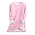 thumbnail image 1 of Lenpel Women's Fleece Lined Sweatshirts Crew Neck Long Sleeve Loungewear Pullover Tunic Tops Winter Warm Oversized Sweatshirts(Pink,XX-Large), 1 of 7