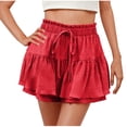 thumbnail image 1 of Lenpel Women's Flowy Shorts Trendy Boho Elastic High Waisted Pleated Ruffled Tiered Mini Skorts Summer Casual Shorts, 1 of 7