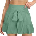 thumbnail image 1 of Lenpel Women's Flowy Shorts Casual Elastic High Waisted Tie Front Ruffle Wide Leg Shorts Summer Beach Vacation Outfits, 1 of 6