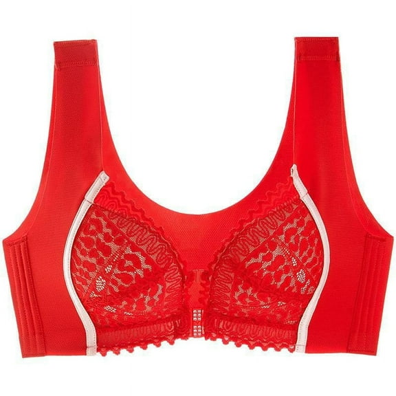 Lenpel Women's Front Closure Lace Bras Wireless Padded Soft Support Seamless Push up Bras Full Coverage Bralettes