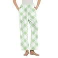 thumbnail image 1 of Lenpel Women's Fuzzy Fleece Pajama Pants Elastic High Waisted Plaid Wide Leg Plush Lounge Pants Warm Cozy Pj Bottoms with Pockets(Green,X-Large), 1 of 5
