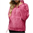 thumbnail image 1 of Lenpel Women's Fuzzy Fleece Sweatshirts Thermal Quarter Zip Plush Pullover Hoodies Soft Cozy Outwear with Pocket, 1 of 1