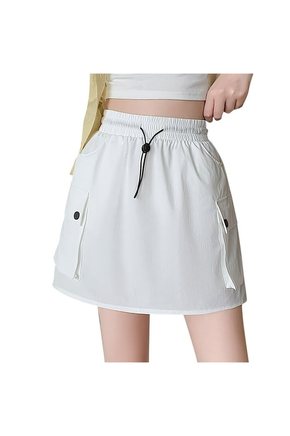 Women's Hiking Cargo Skorts Elastic High Waisted Quick Dry Tennis Skirts with Shorts Athletic Casual Skorts with Pockets