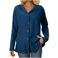 thumbnail image 1 of Lenpel Women's Hooded Cardigan Sweaters Casual Longs Sleeve V Neck Button down Ribbed Knit Jackets Casual Outwear Coats(Blue,X-Large), 1 of 6