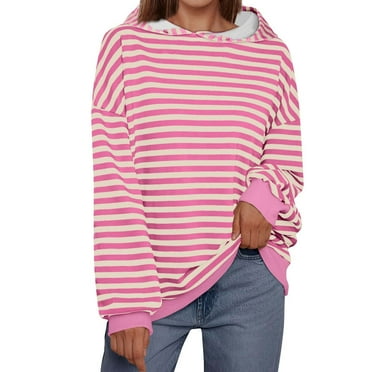 Lenpel Women's Hoodies Sweatshirts Soft Comfy Long Sleeve Striped Fall Pullover Tops 2025 Trendy Casual Blouses