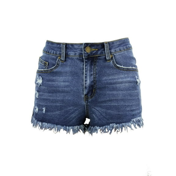 Lenpel Women's Jean Shorts Casual Mid Rise Hem Tassel Distressed Shorts Streetwear Trendy Shorts with Pockets