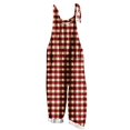 thumbnail image 1 of Lenpel Women's Jumpsuits Plus Size Sleeveless Spaghetti Strap Striped Plaid Straight Leg Rompers Causal Loose Overalls with Pockets, 1 of 5