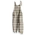 thumbnail image 1 of Lenpel Women's Jumpsuits Plus Size Sleeveless Spaghetti Strap Striped Plaid Straight Leg Rompers Causal Loose Overalls with Pockets, 1 of 5