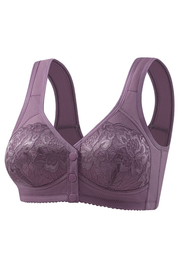 Women's Lace Front Closure Bras Wireless Support Lift Full Coverage Sports Bras Comfortable Plus Size Bralettes