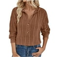 thumbnail image 1 of Lenpel Women's Lightweight Sweaters Soft Casual Long Sleeve V Neck Half Button Drawstring Hoodies Ribbed Knit Tunic Tops(Coffee,Small), 1 of 7