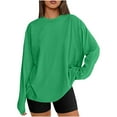 thumbnail image 1 of Lenpel Women's Long Sleeve Shirts Oversized Crew Neck Solid Color Casual Tee Tops Fashion Fall Blouses, 1 of 6