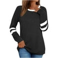 thumbnail image 1 of Lenpel Women's Long Sleeve Tops Casual Crew Neck Color Block Basic Tunic Shirts Spring Fall Fashion Outfits, 1 of 6