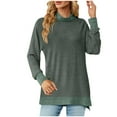 thumbnail image 1 of Lenpel Women's Long Sleeve Tunic Tops Turtleneck Side Split Soft Casual Pullover Tops Fall Fashion Sweatshirts, 1 of 6