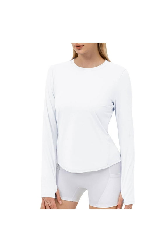 Women's Long Sleeve Workout Shirts Lightweight Crew Neck Seamless Athletic Tops Running Yoga Blouses