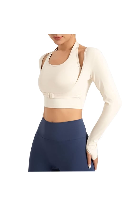 Women's Long Sleeve Workout Tops Scoop Neck 2 in 1 Slim Mesh Crop Tops Athletic T-Shirts Gym Yoga Tees(White,X-Large)