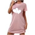thumbnail image 1 of Lenpel Women's Nightgown Short Sleeve Crew Neck Cute Heart Printed Loungewear Sleepshirts Soft Comfy Nightdress, 1 of 5