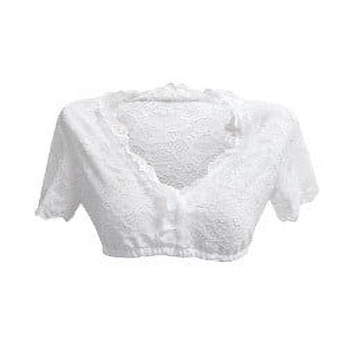 Lenpel Women's Oktoberfest Tops Traditional Short Sleeve Lace Cropped Tops V Neck Beer Festival Outfits