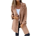 thumbnail image 1 of Lenpel Women's Overcoat Wool Blend Long Sleeve Single Breasted 2024 Trendy Fall Winter Coat Comfy Warm Outwear, 1 of 6