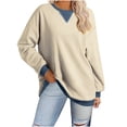 thumbnail image 1 of Lenpel Women's Oversized Sweatshirts Casual Crew Neck Long Sleeve Color Block Pullover Tops Fall Fashion Shirts, 1 of 4