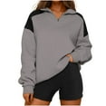 thumbnail image 1 of Lenpel Women's Oversized Sweatshirts Quarter Zip up Long Sleeve Color Block Pullover Tops Fashion Fall Outfits, 1 of 1