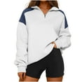 thumbnail image 1 of Lenpel Women's Oversized Sweatshirts Quarter Zip up Long Sleeve Color Block Pullover Tops Fashion Fall Outfits, 1 of 1