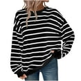thumbnail image 1 of Lenpel Women's Oversized Sweratshirts Long Sleeve Color Block Striped Pullover Tops Loose Crew Neck Fall Outfits, 1 of 1