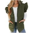 thumbnail image 1 of Lenpel Women's Padded Vests Button down Ruffle Sleeveless Puffer Jackets Lightweight Winter Coat with Pockets, 1 of 6