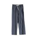 thumbnail image 1 of Lenpel Women's Pajama Pants Comfy Elastic Waist Drawstring Striped Wide Leg Lounge Pants Sleepwear Pj Bottoms with Pockets, 1 of 3