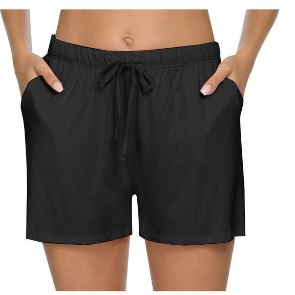 Lenpel Women's Pajama Shorts Soft Elastic Waist Drawstring Lightweight Lounge Shorts Comfy Sleep Shorts with Pockets