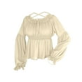 thumbnail image 1 of Lenpel Women's Peplum Tops Ruffle Long Sleeve Crew Neck Solid Color Babydoll Shirts Fall Fashion Blouses, 1 of 6