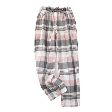 Lenpel Women's Plaid Pajama Pants Comfy Wide Leg Drawstring Lounge Home Pants 2025 Sleep Bottoms with Pockets