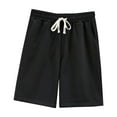 thumbnail image 1 of Lenpel Women's Plus Size Bermuda Shorts Casual Elastic Waist Drawstring Athletic Lounge Shorts Knee Length Sweat Shorts with Pockets, 1 of 4
