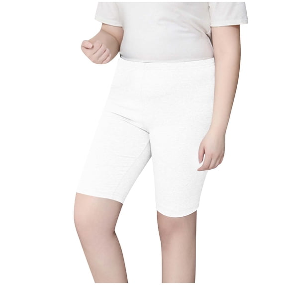 Lenpel Women's Plus Size Biker Shorts Soft High Waisted Stretchy Workout Knee Length Leggings Slim Yoga Gym Shorts