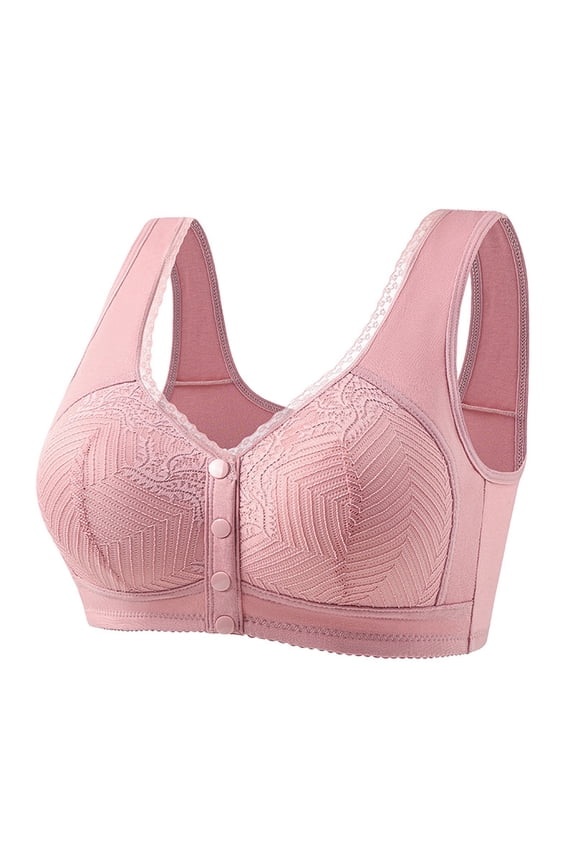 Women's Plus Size Bras Wireless Support Lift Full Coverage Lace Front Closure Bralettes Comfort Sports Bras