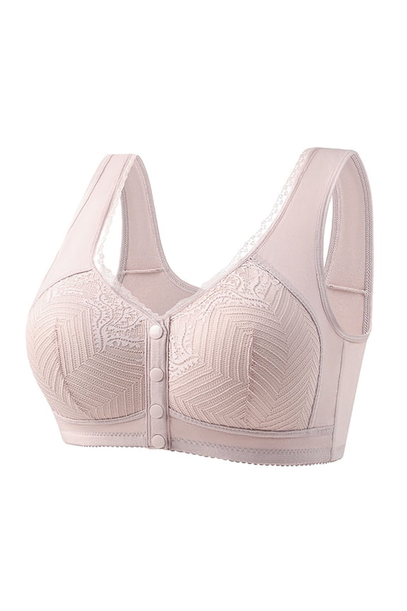 Women's Plus Size Bras Wireless Support Lift Full Coverage Lace Front Closure Bralettes Comfort Sports Bras