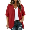 thumbnail image 1 of Lenpel Women's Plus Size Cardigans Short Sleeve Open Front Lightweight Knit Sweaters Summer Beach Vacation Outfits, 1 of 7