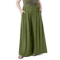 thumbnail image 1 of Lenpel Women's Plus Size Culottes Pants Ribbed Wide Leg Elastic Waisted Trousers Flowy Palazzo Pants with Pockets, 1 of 7