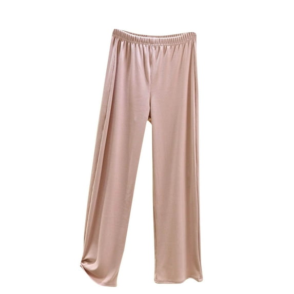 Lenpel Women's Plus Size Fleece Pajama Pants Elastic Waist Wide Leg Plush Sleep Lounge Pants Cozy Warm Pj Bottoms(Pink,Large)