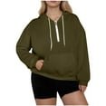thumbnail image 1 of Lenpel Women's Plus Size Hoodies Long Sleeve Half Zip Drawstring Hooded Sweatshirts Casual Loose Pullover Tops with Pocket(Army Green,4X-Large), 1 of 4