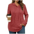 thumbnail image 1 of Lenpel Women's Plus Size Hoodies Ribbed Knit Drawstring Long Sleeve Shirts Soft Casual Tunic Tops Lightweight Knit Sweaters(Watermelon Red,X-Large), 1 of 7