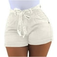 thumbnail image 1 of Lenpel Women's Plus Size Jean Shorts High Waisted Stretchy Belted Folded Hem Hot Pants Trendy Casual Shorts with Pockets, 1 of 6
