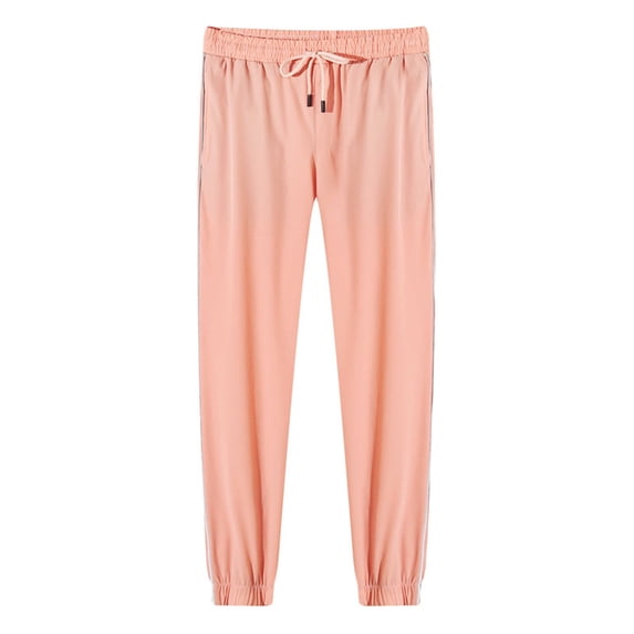 Lenpel Women's Plus Size Joggers Lightweight Elastic Waist Drawstring Tapered Workout Lounge Trousers Athletic Hiking Pants