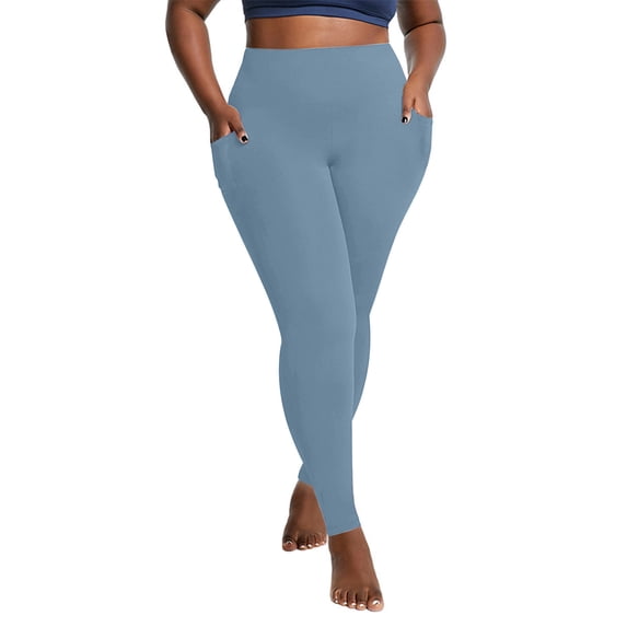 Lenpel Women's Plus Size Leggings Stretch High Rise Soft Workout Running Yoga Pants Full Length Tights with Pockets