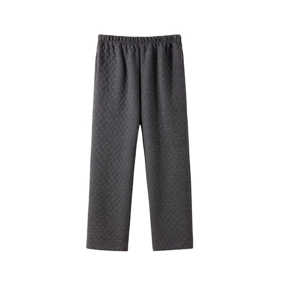 Lenpel Women's Plus Size Pajama Pants Casual Elastic Waist Soft Comfy Lounge Pants Thick Warm Pj Bottoms with Pockets(Dark Gray,Large)